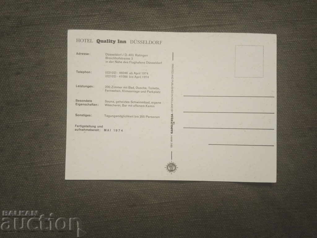 Hotel Qualiti Inn Dusseldorf 1974 with price 5.00 BGN | € 2.56 Hotel Qualiti Inn Dusseldorf 1974 with price 5.00 BGN | € 2.56
