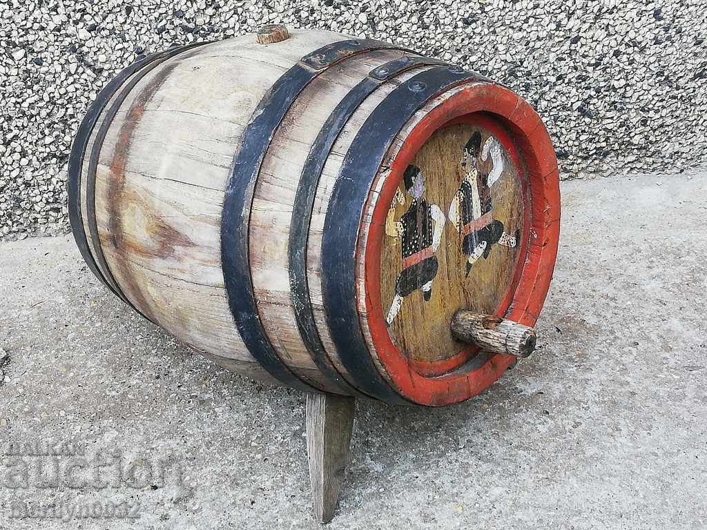 A jar, a barrel, a wooden keg