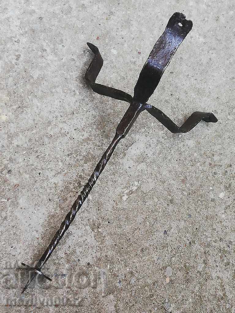 Old wrought iron Bulgarian candlestick wrought iron with price 66.00 BGN | € 33.75 Old wrought iron Bulgarian candlestick wrought iron with price 66.00 BGN | € 33.75