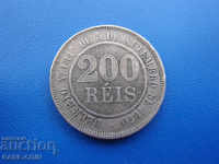 IV (114)  Бразилия  200  Рейс  1889 Голяма Монета