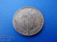 IV (121) Belgian Congo 1 Franc 1921 DER BELGEN