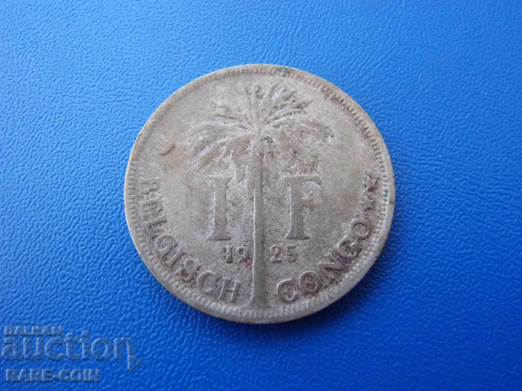 IV (122) Congo belgian 1 Franc 1925 DER BELGEN