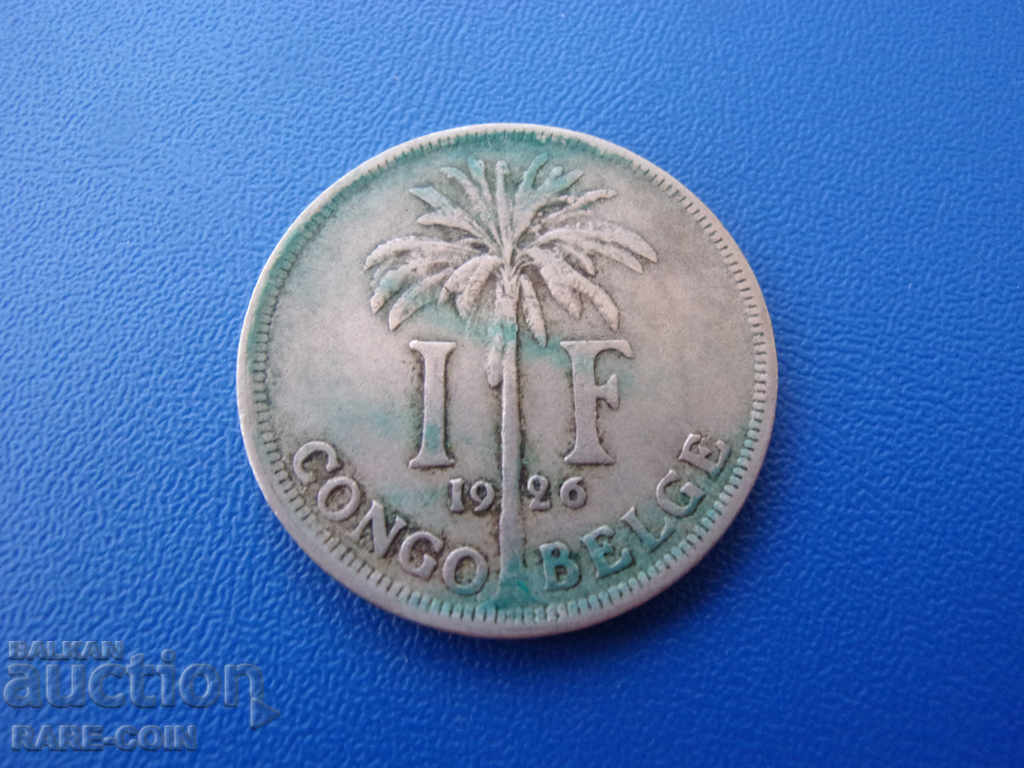 IV (125) Belgian Congo 1 Franc 1926 DES BELGES