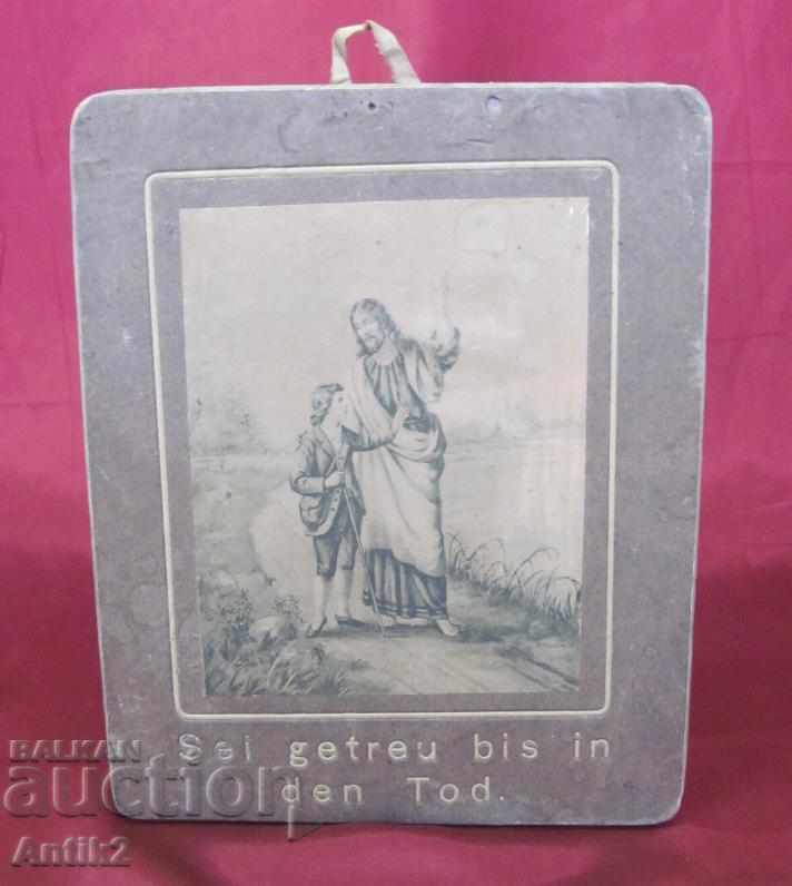 19ος αιώνας Εικόνα - Χριστός χρωμολιθογραφία