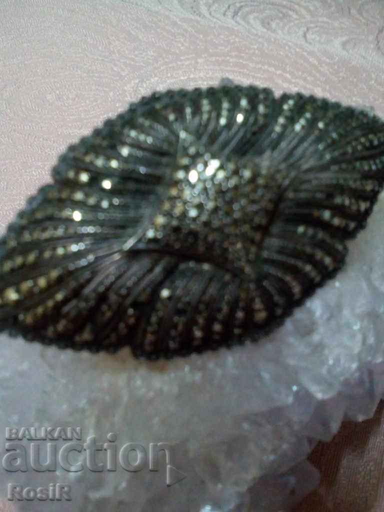 СТАРА СРЕБЪРНА БРОШКА С МАРКЕЗИТИ - 5 СТАРА СРЕБЪРНА БРОШКА С МАРКЕЗИТИ - 5