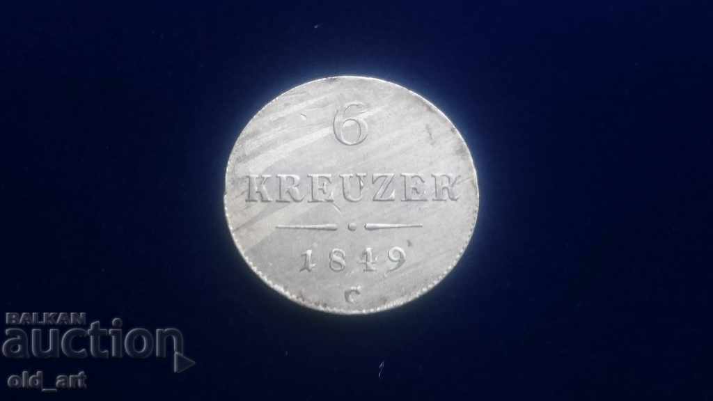 Monedă - Austria, 6 Kreuzer 1849 litera C, argint