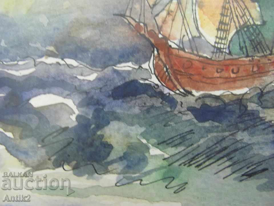 90s Original Watercolor and ink painting - 5