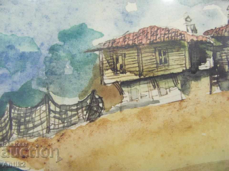 90s Original Watercolor and Ink Painting - 5