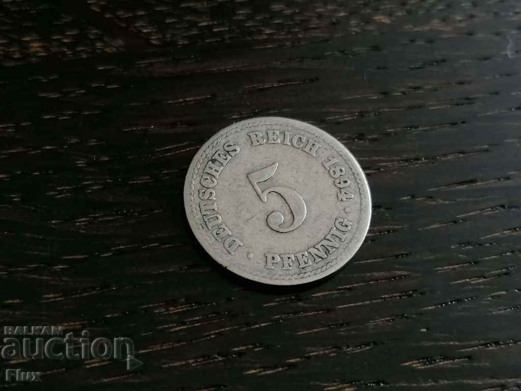 Reich Coin - Germany - 5 pfeniga | 1894; Series A - 5 Reich Coin - Germany - 5 pfeniga | 1894; Series A - 5