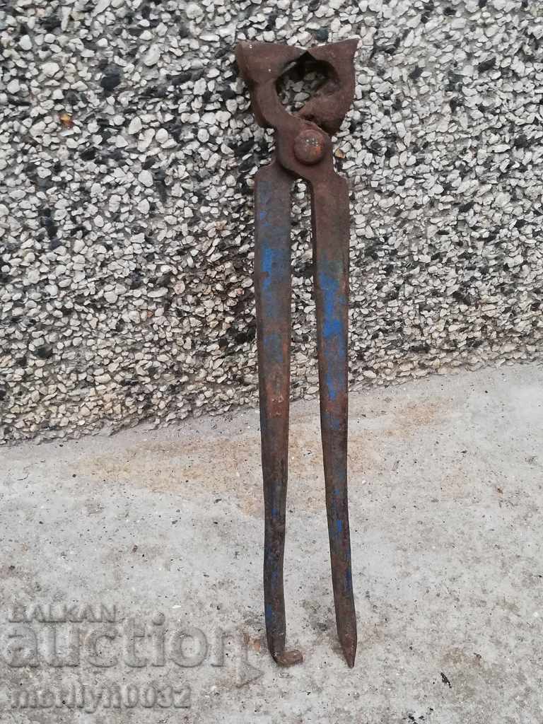 Clești vechi de fierar, fier forjat, unealtă de țiglă - 5