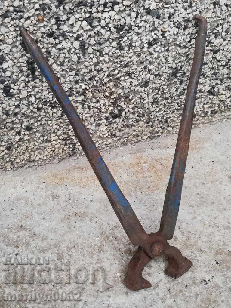 Clești vechi de fierar, fier forjat, unealtă de țiglă - 6