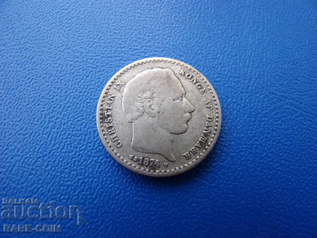 V (56) Danemarca 25 Ore 1874 O monedă de argint rară