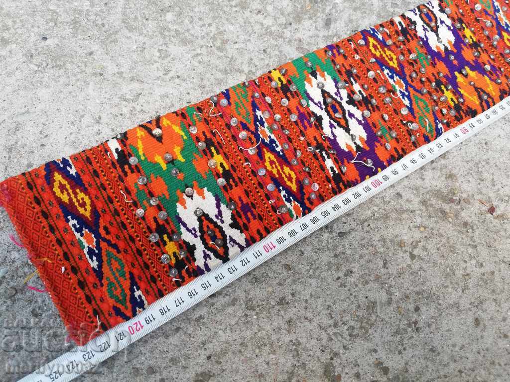 Παράδοση Χειροποίητη υφαντή ζώνη με κέντημα σίρμα, πολύχρωμη, τέλη 19ου αιώνα, παραδοσιακή φορεσιά Παράδοση Χειροποίητη υφαντή ζώνη με κέντημα σίρμα, πολύχρωμη, τέλη 19ου αιώνα, παραδοσιακή φορεσιά