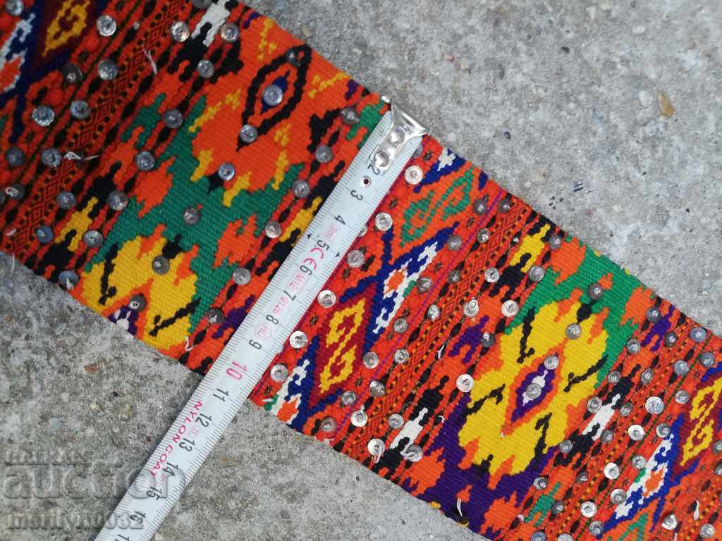 Χειροποίητη υφαντή ζώνη με κέντημα σίρμα, πολύχρωμη, τέλη 19ου αιώνα, παραδοσιακή φορεσιά - 5 Χειροποίητη υφαντή ζώνη με κέντημα σίρμα, πολύχρωμη, τέλη 19ου αιώνα, παραδοσιακή φορεσιά - 5