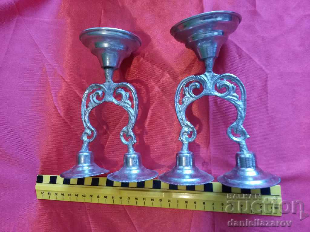 Delivery of Old Metal Candlestick Set Pairs