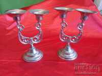 Old Metal Candlestick Set Pairs