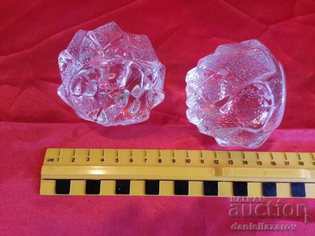 Auction Set of Swedish Candlesticks CRYSTAL Glass Artichoke Auction Set of Swedish Candlesticks CRYSTAL Glass Artichoke