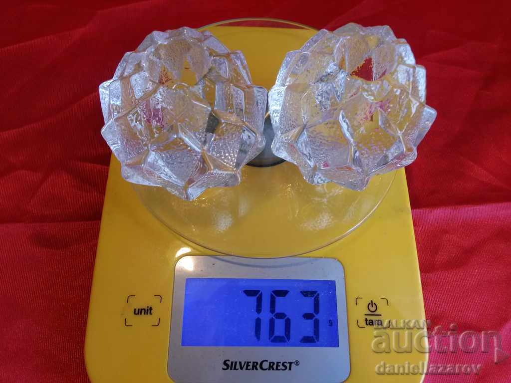 Delivery of Set of Swedish Candlesticks CRYSTAL Glass Artichoke Delivery of Set of Swedish Candlesticks CRYSTAL Glass Artichoke