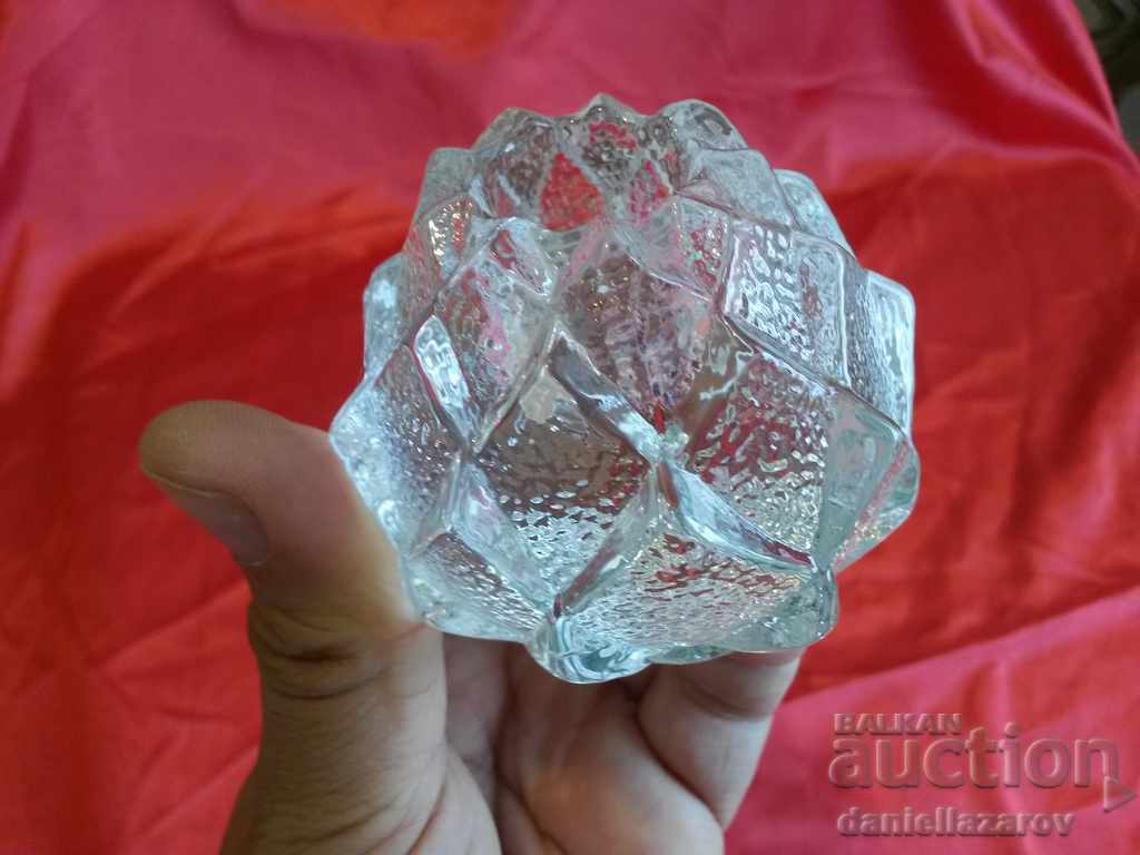 Set of Swedish Candlesticks CRYSTAL Glass Artichoke - 5 Set of Swedish Candlesticks CRYSTAL Glass Artichoke - 5