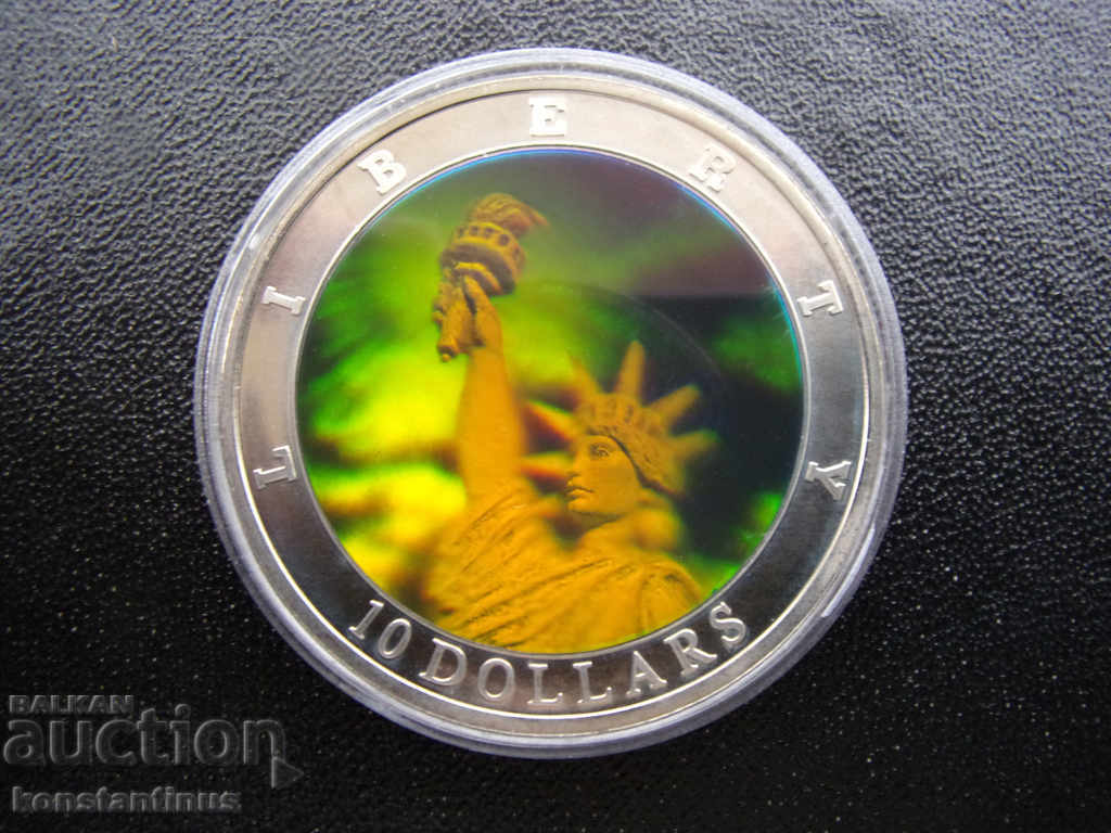 Licitație Liberia 10 USD cu Hologram 2000 UNC PROOF Rare