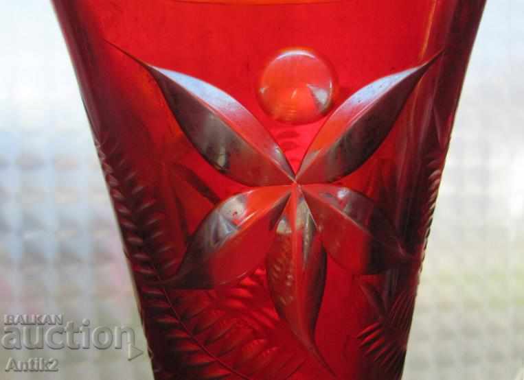 Old Crystal Glass very large Vase Bohemia - 7 Old Crystal Glass very large Vase Bohemia - 7