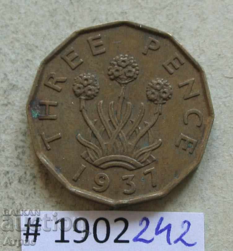 3 пенса  1937   Великобритания
