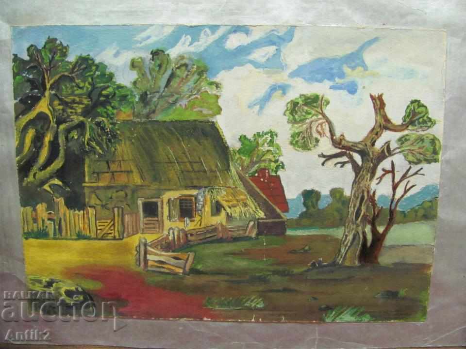 Antique oil painting on cardboard with price 150.00 BGN | € 76.69