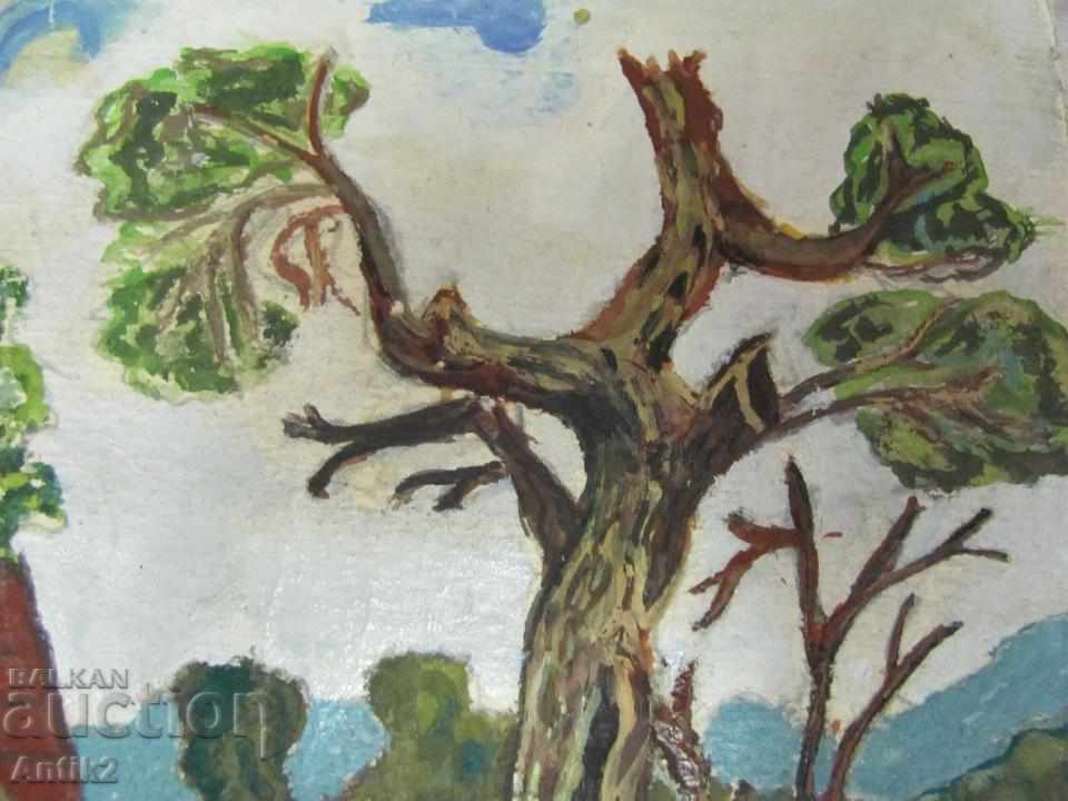 Antique oil painting on cardboard - 5