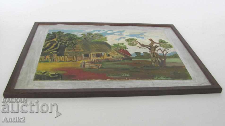 Antique oil painting on cardboard - 6