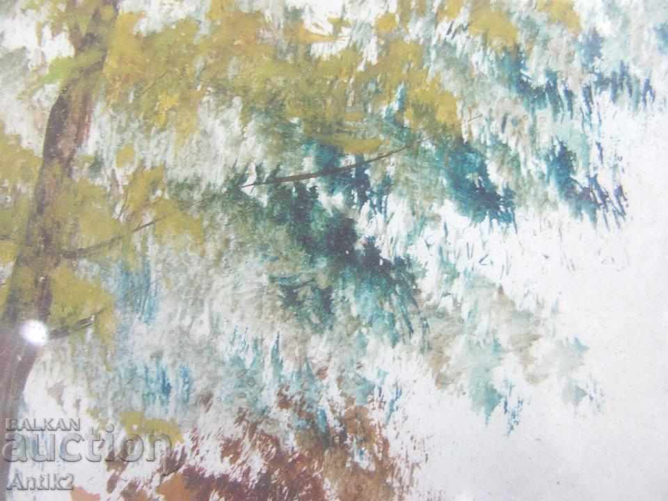 Delivery of 19th century Antique painting watercolor on cardboard