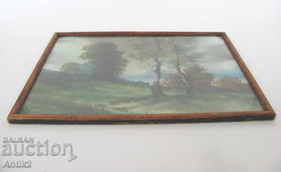 19th century Antique painting watercolor on cardboard - 6