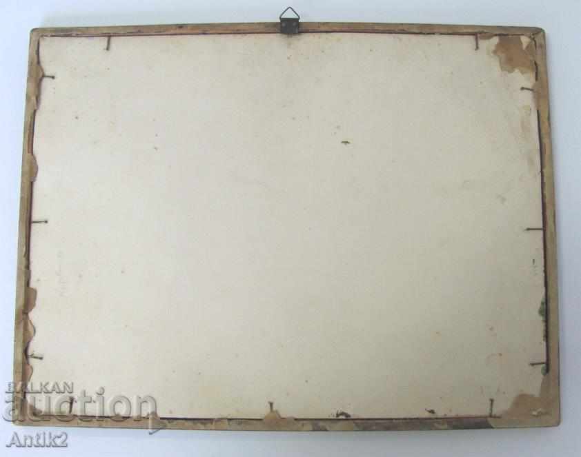 19th century Antique painting watercolor on cardboard - 7