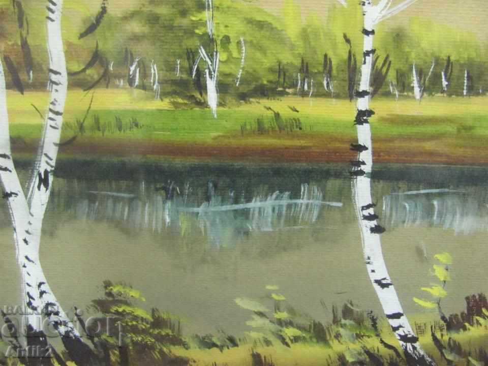 Auction  20's Original painting watercolor landscape