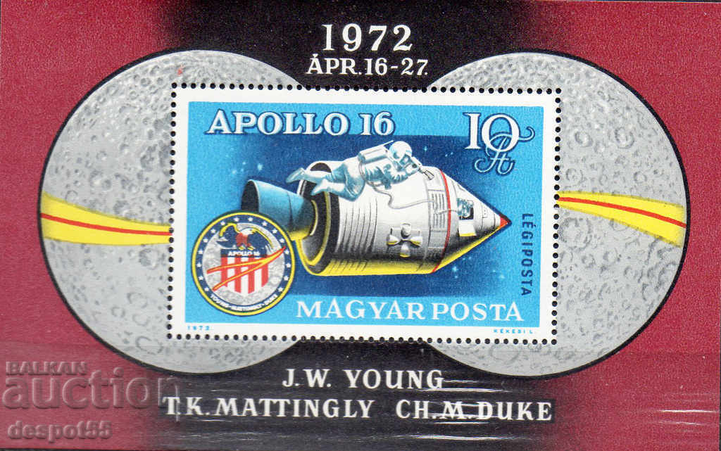 1972. Hungary. Apollo 16. Block.