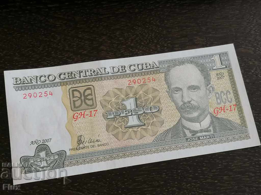 Bancnotă - Cuba - 1 peso UNC | 2007.