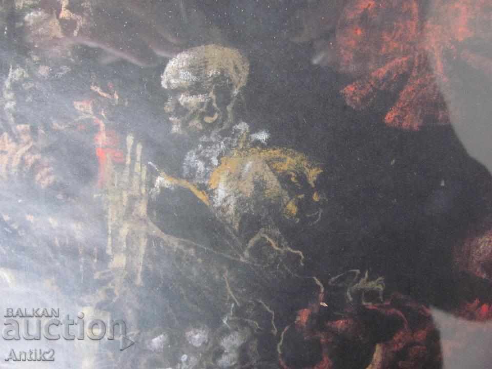 Auction Old Original Painting mixed media signed Auction Old Original Painting mixed media signed
