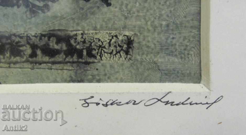 Стара Оригинална Картина смесена техника подписана - 5 Стара Оригинална Картина смесена техника подписана - 5