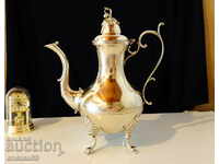 Antique English kettle, nickel silver teapot.