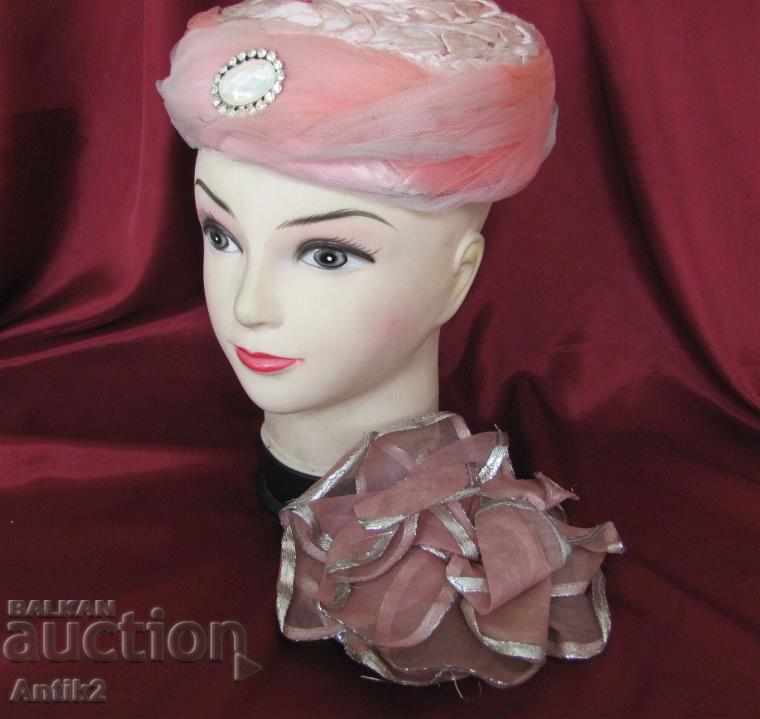 Доставка на 50-те Антикварен Комплект Шапка, Кутия за Шапки и аксесоар Доставка на 50-те Антикварен Комплект Шапка, Кутия за Шапки и аксесоар