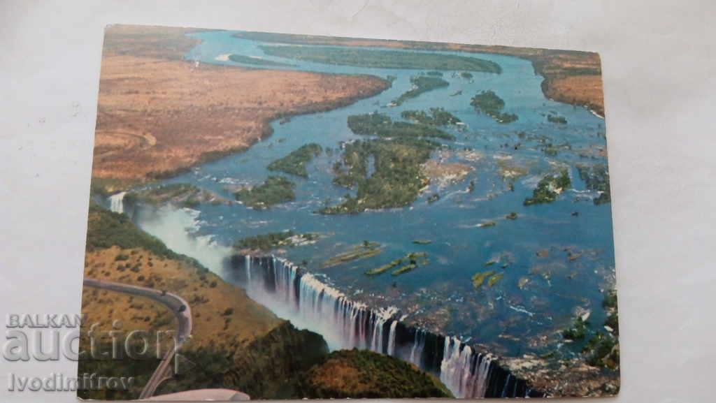 Zambia Victoria Falls Aerial View 1974 Postcard