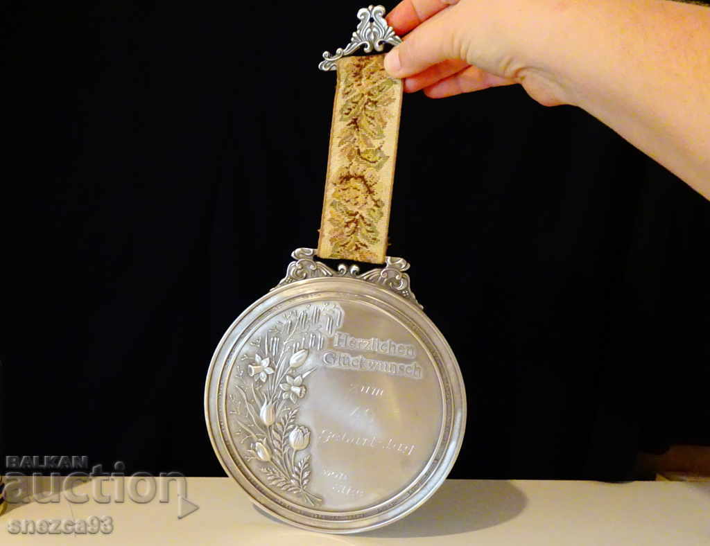 Antique engraved tin sign for a 40th anniversary. - 7