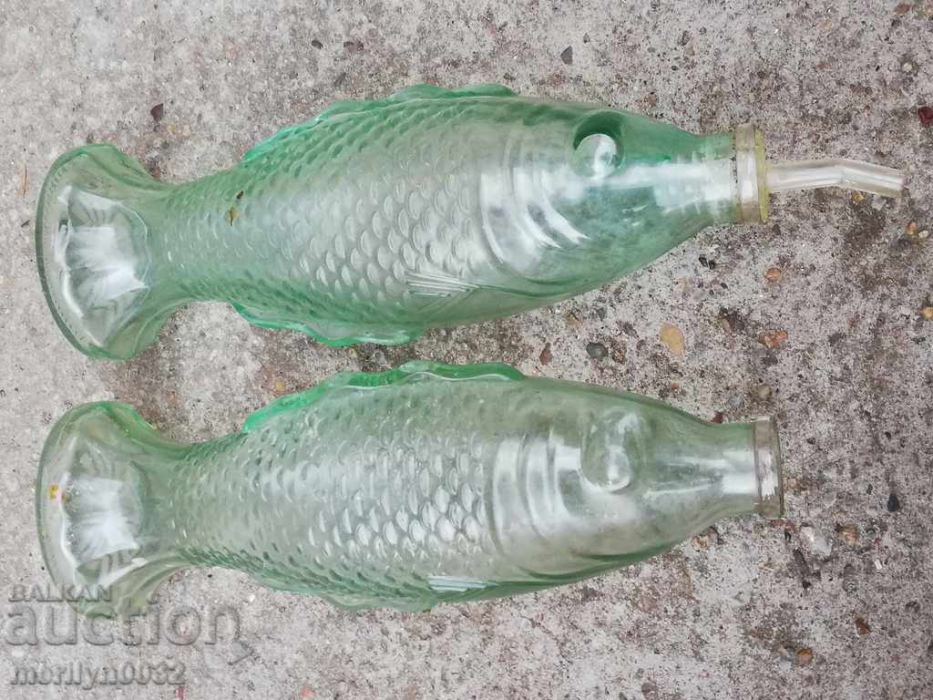 Bottles of fish shaped bottle bottle of olive oil vinegar - 6 Bottles of fish shaped bottle bottle of olive oil vinegar - 6