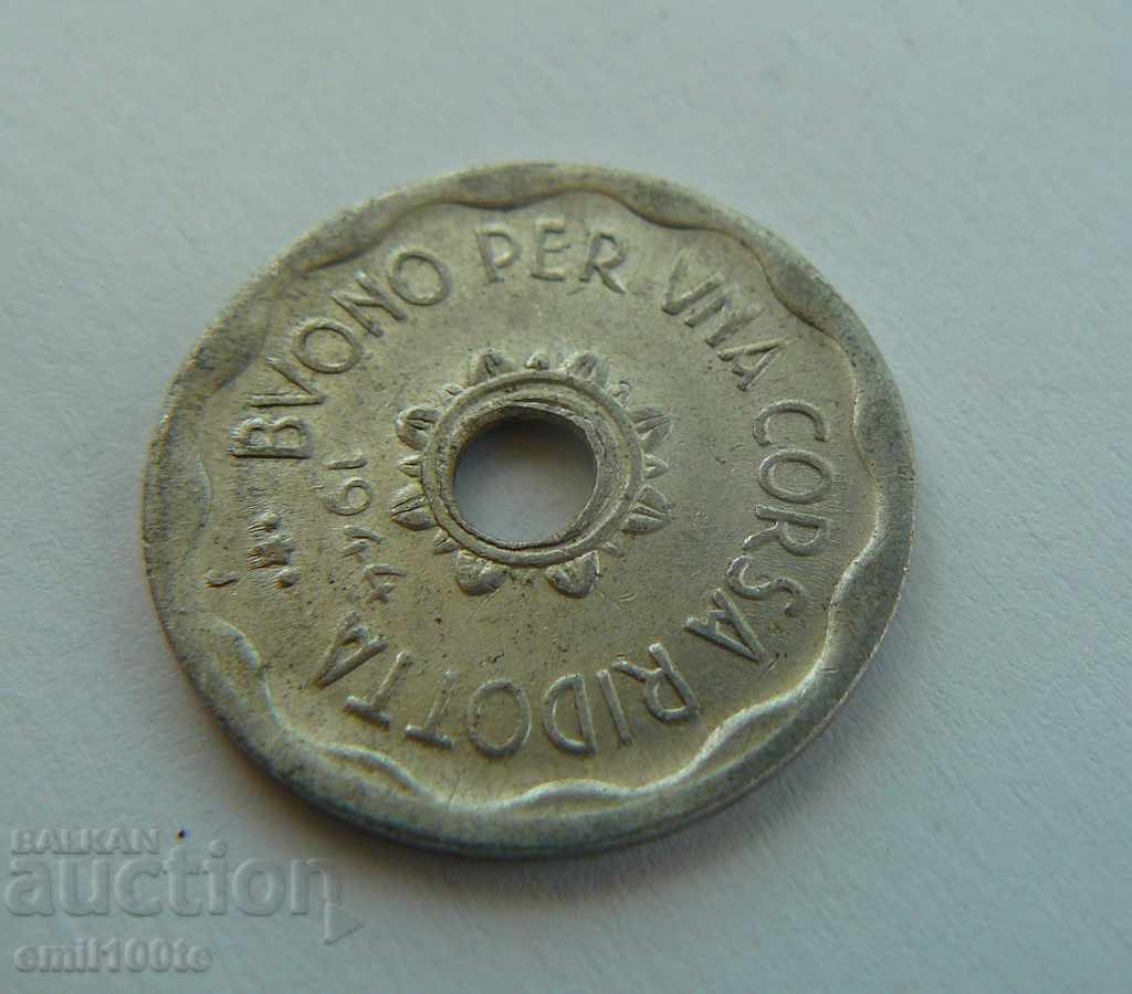 Tram token 1944 Italy - 6 Tram token 1944 Italy - 6