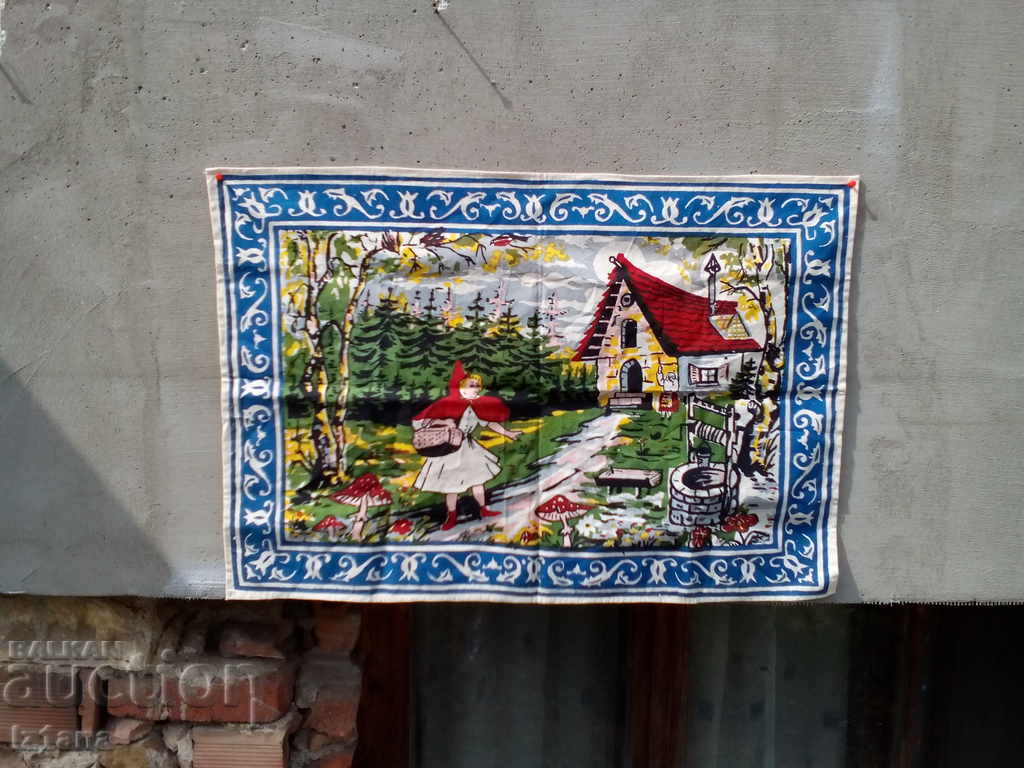 Old carpet The Red Riding Hood, wall covering Old carpet The Red Riding Hood, wall covering