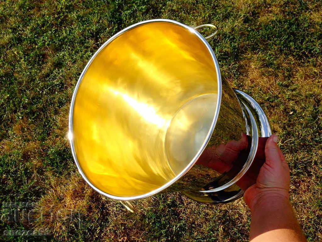 Silver-plated bronze champagne cooler, lion heads, 10 L - 6 Silver-plated bronze champagne cooler, lion heads, 10 L - 6