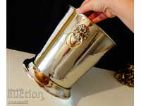Silver-plated bronze champagne cooler, lion heads, 10 L