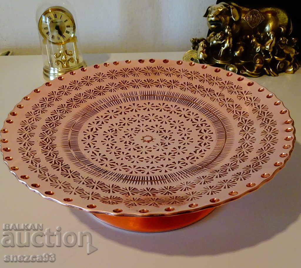 Медна фруктиера,поднос за торта 2 кг.
