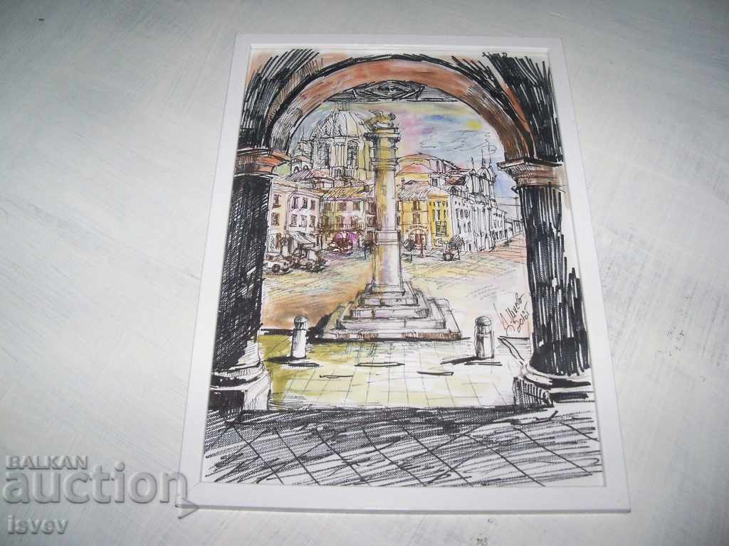 "View from Italy" landscape by the artist Desislava Ilieva. with price 65.00 BGN | € 33.23 "View from Italy" landscape by the artist Desislava Ilieva. with price 65.00 BGN | € 33.23