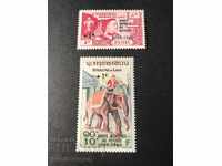 Лаос Година на Бежанците Слон Животни надпечатки 1960 MNH