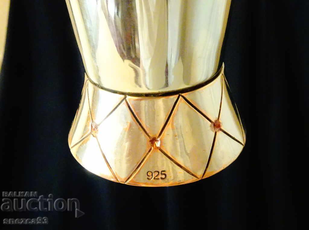 Silver-plated goblet made of copper and brass, marked with price 19.00 BGN | € 9.71 Silver-plated goblet made of copper and brass, marked with price 19.00 BGN | € 9.71